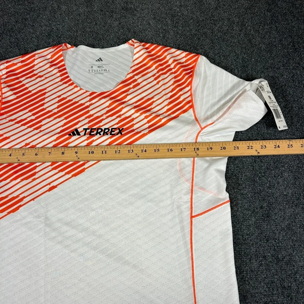 Adidas Terrex Techrock Elite T-Shirt Men's Medium White Orange‎ JX2744 NWT $85